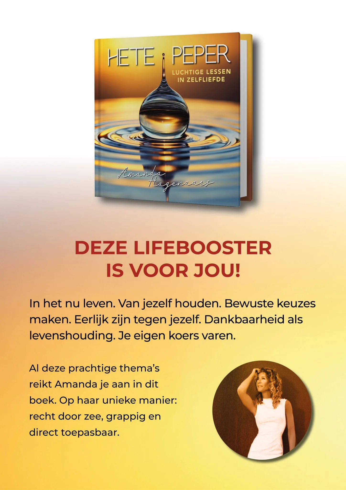 Omslag van het boek Hete Peper, luchtige lessen in zelfliefde, van Amanda Hagenaars